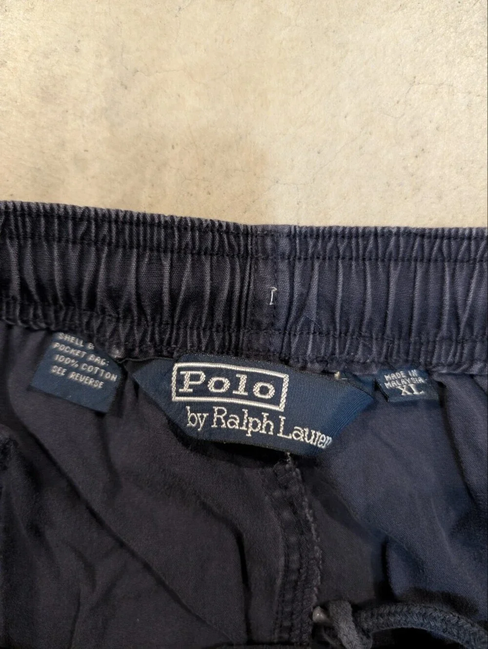 VTG Polo Ralph Lauren Navy Drawstring Flat-Front Shorts Men's XL